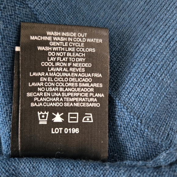 NWT, KATHERINE BARCLAY Women's Blue V-Neck Merino Wool Sweater.Size XL - Picture 5 of 11